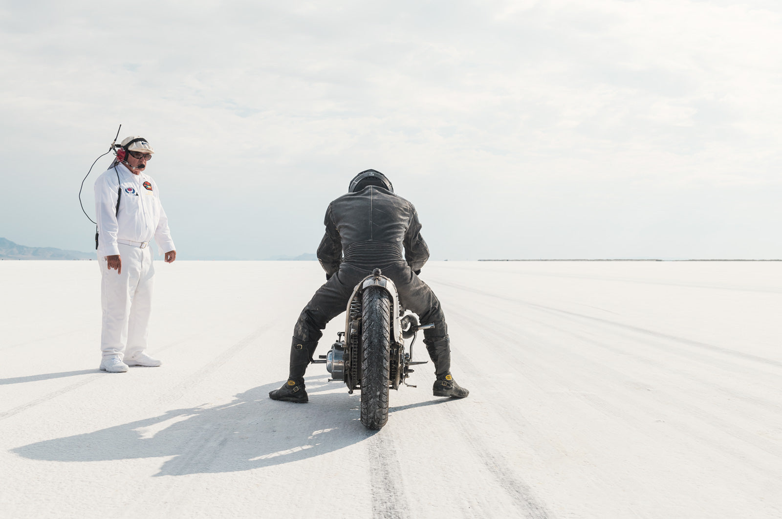 shinya fine art print landspeed racing salt motorcycle